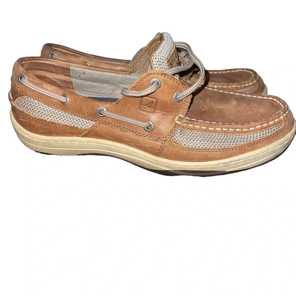 Sperry Leather Top Sider Boat Shoe Men’s Size 9.5M Two Tone Brown Tan